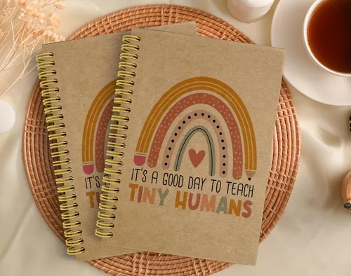 Vista 3 de Knibeo Cuaderno de arcoíris para profesores, los mejores regalos para profesores, cuaderno de papel kraft, cuaderno encuadernado en espiral bohemio