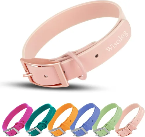 Vista 8 de Wisedog Collar de perro impermeable: ajuste múltiple de 7 a 23.6 pulgadas, correa recubierta de goma suave, fácil de limpiar, para perros pequeños