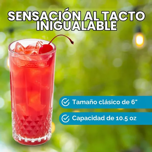 Vista 5 de Bartesian Vasos altos grabados con diamantes, juego de vasos Collins de bola alta de 10.5 onzas de alto para cócteles mixtos y cócteles sin alcohol