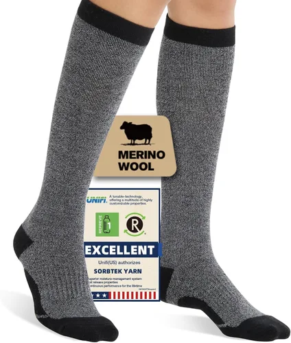 Vista 7 de Merino Wool Compression Socks for Women Men 15-20 mmHg for flying Bobina gris