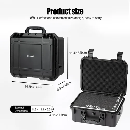 Vista 3 de Estuche rígido pequeño impermeable con inserto de espuma personalizable para bricolaje, protección portátil para cámara, drones, equipos