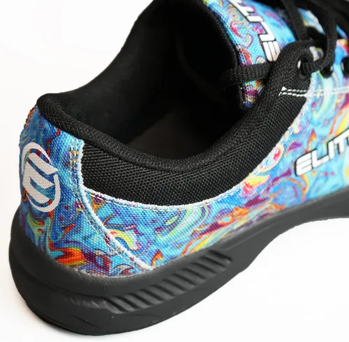 Vista 5 de ELITE Zapatos de bolos con cordones Blue Swirl para mujer con suela deslizante en los zapatos derecho e izquierdo