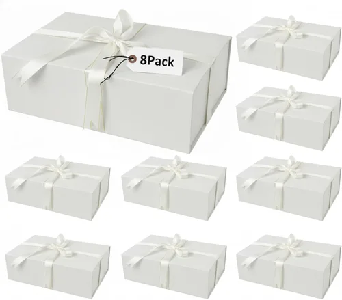 Vista 10 de YINUOYOUJIA Caja de regalo grande de color negro de 14 x 9 x 4.5 pulgadas, cajas de regalo con tapa de cierre magnético, cinta y tarjeta, caja