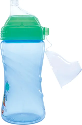 Vista 5 de Nuby No Spill Printed Thirsty Kids - Vaso deportivo antiderrames con boquilla suave y tapa, 12 onzas, más de 12 meses, paquete individual de 1