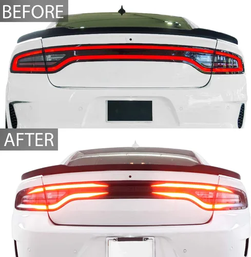 Vista 3 de Bogar Tech Designs Cubierta de vinilo con superposición de luces traseras de pista de carreras compatible con Dodge Charger 2015-2023 - Negro