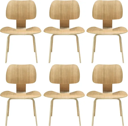 Vista 8 de Modway Fathom Mid-Century Moderna Contrachapado Moldeado Dos Sillas de Cocina y Comedor en Natural