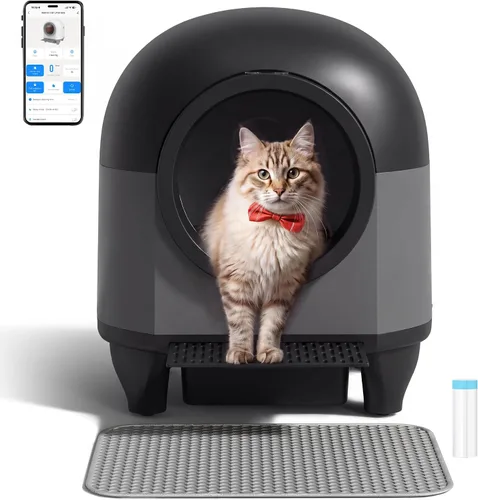 Vista 8 de WARCAT - Caja de arena autolimpiante automática, 90 L, caja de arena automática para gatos para múltiples gatos, controlada por aplicación con Gris