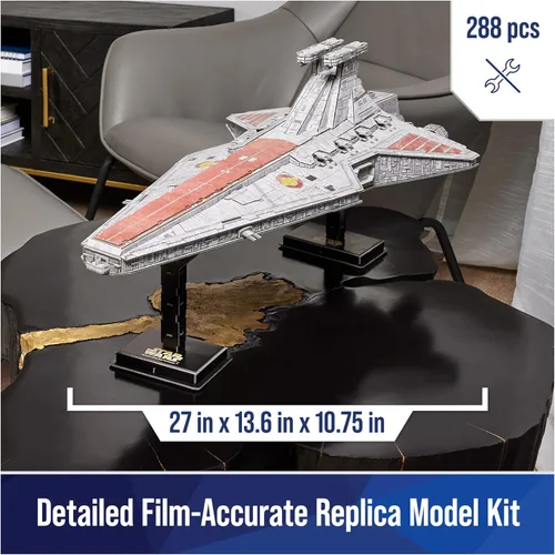 Vista 2 de 4D Build Star Wars Deluxe Venator Class Star Destroyer - Kit de modelo 3D, coleccionables de Star Wars y decoración de escritorio, rompecabezas