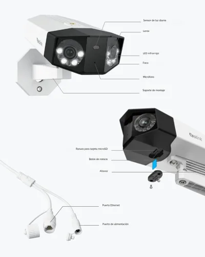 Vista 9 de REOLINK Duo 3 PoE 16MP UHD Cámara de Seguridad PoE de Doble Lente con Vista Panorámica de 180°, Seguimiento de Movimiento, Visión Nocturna a