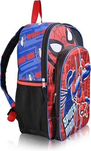 Vista 2 de Marvel Mochila para niños de los Vengadores Mochilas para niños de primaria y jardín de infantes para la escuela, Colgar de tela Spidey frontal