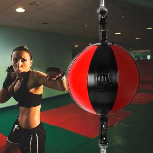Vista 6 de InnoLife Kit de saco de boxeo de doble extremo con bola de perforación, kit de reacción de velocidad con cordones elásticos, perfecto