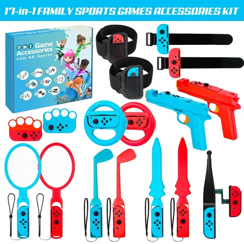 Vista 8 de JoyHood Switch Sports Accessories Bundle Compatible with SwitchSwitch OLED, 17-in-1 Family Sports Games Accessories Kit for Joy-Con Controller