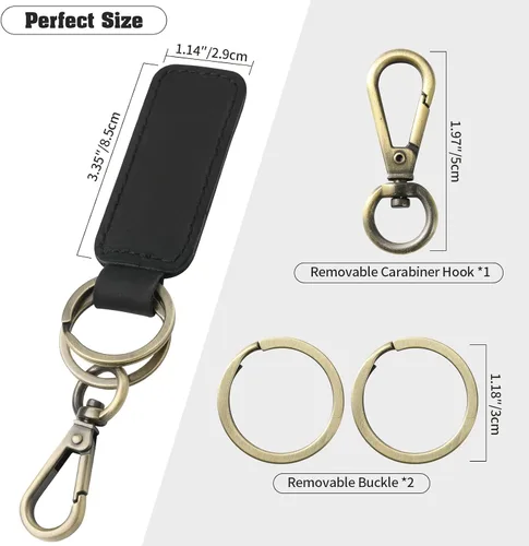 Vista 2 de Jack&Chris JC306 - Llavero de cuero genuino para coche, llavero universal, soporte de llavero de cuero para hombres y mujeres, JC306