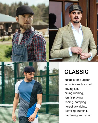 Vista 7 de Zhanmai 4 sombreros de Newsboy para hombre, gorra de verano para hombre, gorra de periódico plana para hombre, gorra de caza de periódicos