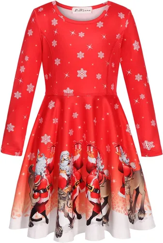 Vista 2 de LaBeca - Vestido sin mangas o de manga larga para niñas, vestidos informales con diseño de unicornio o sirena para niñas pequeñas o grandes