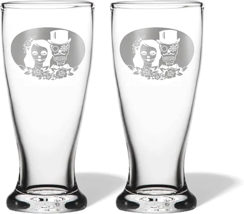 Vista 3 de Alterd Industries Calavera de azúcar – Til Death Do Us Part grabado, vasos de tostado, regalos de boda para parejas, calavera de copa de vino