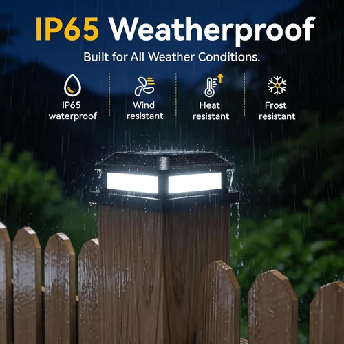 Vista 8 de LumiZen Paquete de 12 luces solares para tapa de poste con control remoto, 9 modos de cambio de color RGB y modos de flujo multicolor fácilmente