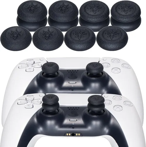 Vista 5 de YoRHa Funda de silicona con estampado tachonado para PS5 Dualsense Controller x 1 (rojo) con Pro Thumb Grips x 10