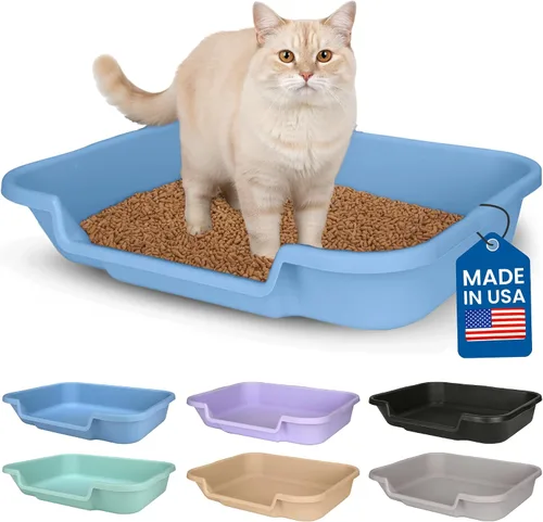 Vista 33 de KittyGoHere - Caja de arena para gatos mayores, sartén pequeña con cuchara jumbo de mango largo, caja de arena para gatos de entrada baja, ligera