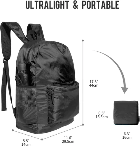 Vista 5 de pack all Mochila ligera y plegable de 18L, Negro, talla única , Mochilas Daypack