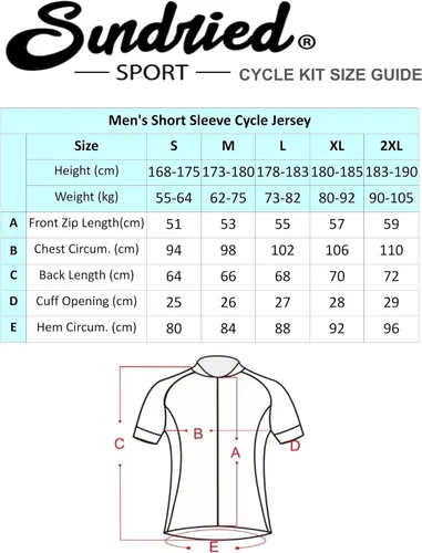Vista 5 de Sundried Sport Camiseta de ciclismo de manga corta para hombre, camiseta de ciclismo de carretera