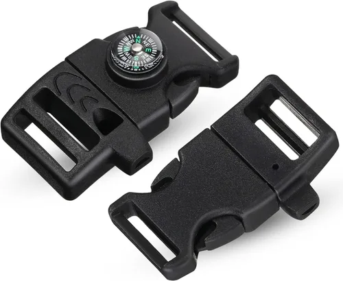 Vista 3 de Jexine 50 clips de hebilla de brújula de plástico paracord hebillas accesorios para camping, viajes, supervivencia de emergencia