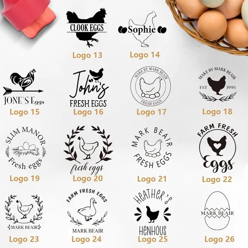 Vista 6 de KAINSY Sellos de huevos para huevos frescos, sello de huevo personalizado con almohadilla de tinta, sello de huevo de goma, diseños únicos