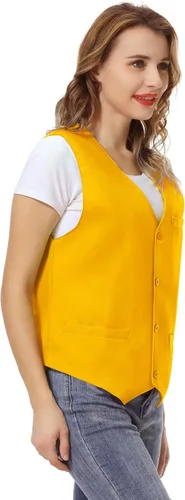 Vista 4 de TOPTIE Chaleco unisex con botones para uniforme de trabajo