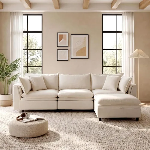 Vista 12 de Sofá modular modular de 113.4 pulgadas con otomana de almacenamiento Gris