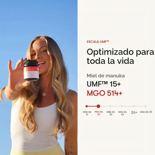 Vista 8 de New Zealand Honey Co. Miel de manuka cruda UMF 15+ MGO 514+, certificado UMF / 8.8oz