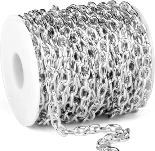 Vista 19 de 33 Pies de Cadenas de Cable Rolo Negro, 4 MM de Cadena de Eslabones O de Cable Ovalado de Aluminio Banado en Negro en Carrete a Granel para Hacer