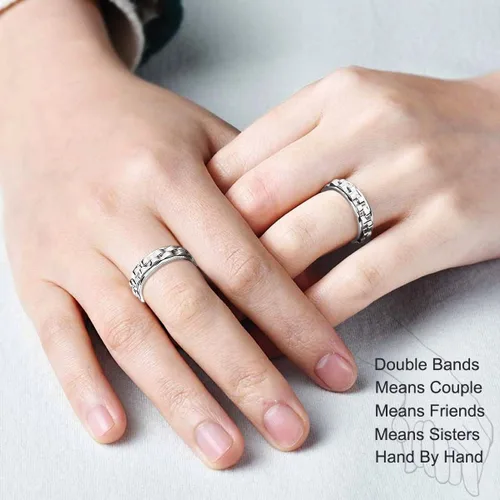 Vista 3 de FLYUN Anillos de ansiedad para hombres, anillos giratorios para mujeres, hombres, alivio de la ansiedad y el estrés, anillo de meditación, Acero