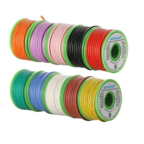 Vista 2 de BNTECHGO Kit de cables de silicona de calibre 16, 10 colores, cada uno de 25 pies. Cable flexible de cobre estañado trenzado de 16 AWG
