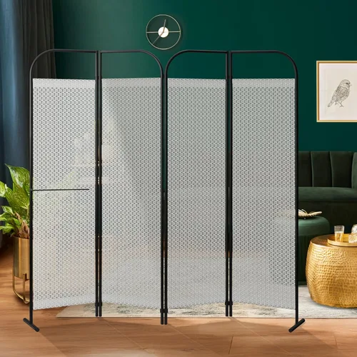 Vista 10 de DECOLAB Divisor de habitación de 4 paneles, panel de división plegable de 68 x 71 pulgadas Jazz Pantalla decorativa espacial. Para el hogar