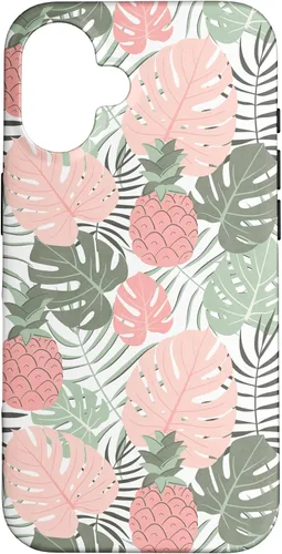 Vista 32 de Tropical Hawaiian Pineapple Pink Sage Colors Pattern Case for iPhone 17