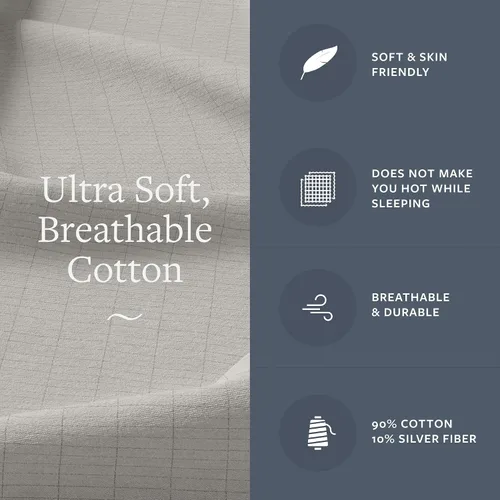 Vista 3 de Sábana ajustable GroundLuxe de fibra de plata 10% orgánica
