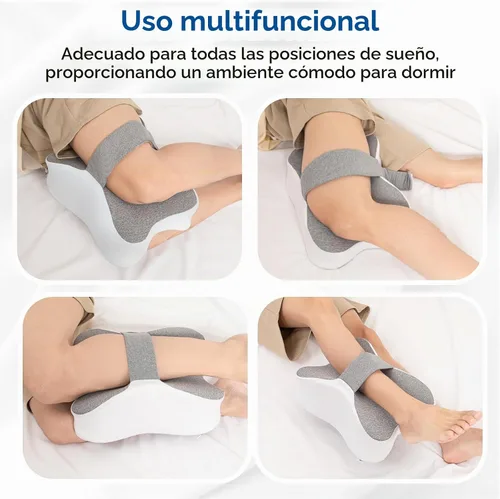 Vista 5 de Almohada larga de rodilla para personas que duermen de lado entre las piernas, almohada de espuma viscoelástica para dormir de lado con correa