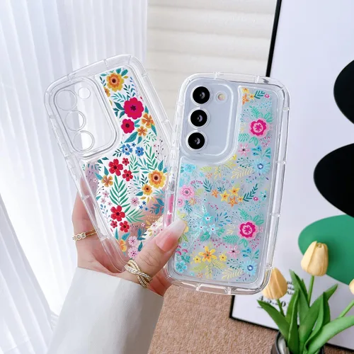 Vista 2 de Funda para Samsung Galaxy S23, para Samsung Galaxy Ultra, delgada, bonita, protectora, transparente, floral, para Samsung Floral A