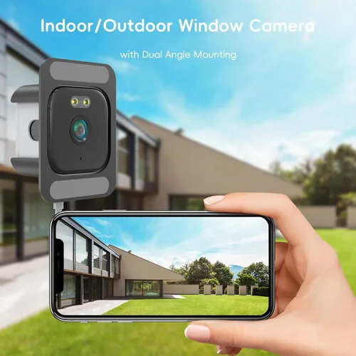 Vista 6 de ANYQOO Cámara de ventana de 3 MP 2K, seguridad para interiores y exteriores, cámara WiFi de 2.4 GHz y 5 GHz para seguridad del hogar, visión