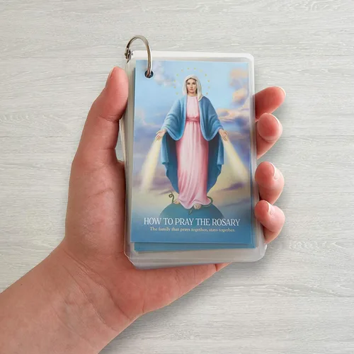 Vista 5 de Needzo Juego de tarjetas de oración católicas laminadas para niños, 4 1/2 pulgadas