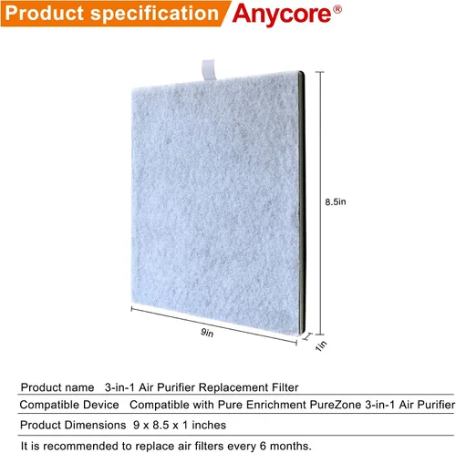Vista 6 de Para Purezone Filtro de Repuesto Paquete de 2 Compatible con Purificador de Aire PureZone Pure Enrichment PEAIRPLG #PEAIRFIL, 3 en 1 Grado H13 True