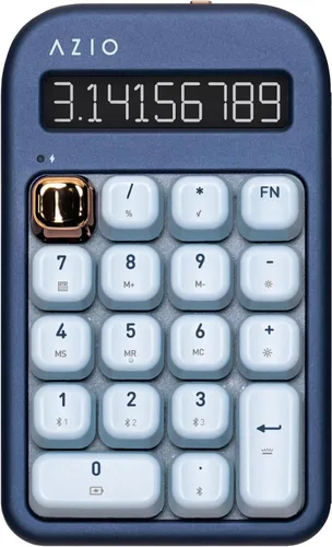 Vista 10 de AZIO IZO Calculadora mecánica inalámbrica y teclado numérico (Rojo/Oro) - Bluetooth 5.0 y USB, interruptor mecánico Gateron-Blue, 9 modos