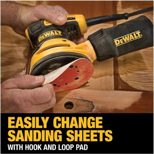 Vista 8 de DEWALT Lijadora de órbita aleatoria, velocidad variable, 5 pulgadas (DWE6423), fuente de alimentación eléctrica con cable