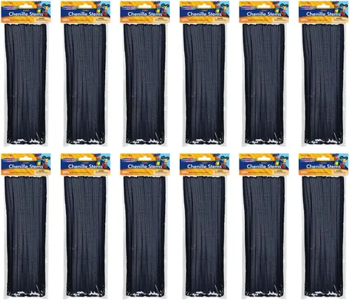 Vista 22 de Creativity Street Jumbo Chenille Stems, 12" x 6 mm, Craft Pipe Cleaners in Assorted Basic Colors, Pack of 100, Case of 12 Packs, 1200 Chenille Stems