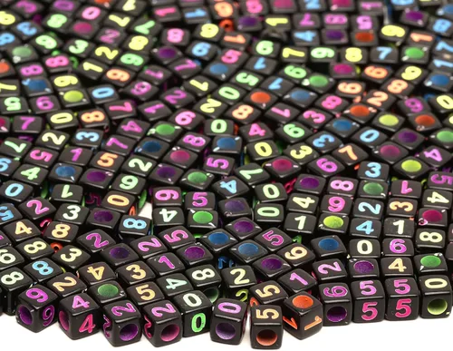 Vista 2 de 1000 cuentas numéricas de acrílico cubo cuentas para la fabricación de joyas (color negro)