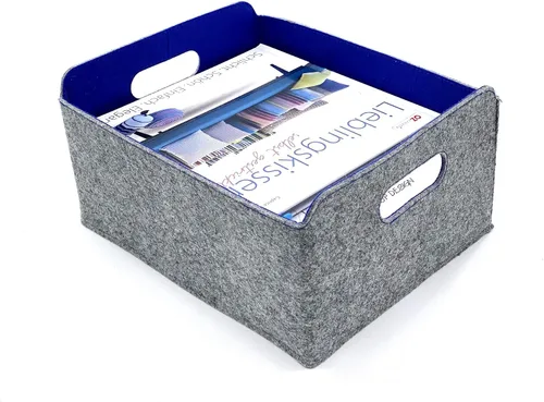 Vista 35 de Welaxy Cestas de almacenamiento plegables de fieltro, cubos de almacenamiento para estantes, caja de fieltro para niños, juguetes, revistas, libros