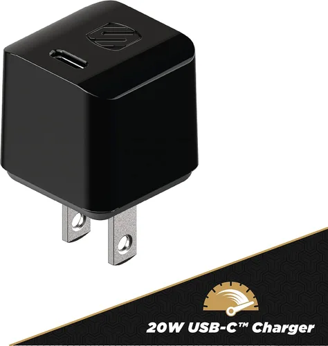 Vista 2 de Scosche HPDC20-SP Cargador rápido PowerVolt 20W Mini Cube USB-C, adaptador de pared para teléfono, carga de energía 4 veces más rápida, enchufe