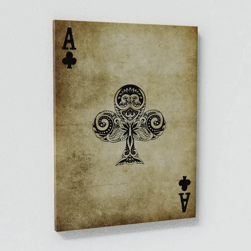 Vista 5 de Juego de 4 tarjetas Ace tamaño pequeño 4x 12 x 16 pulgadas / 0.75 pulgadas, arte en lienzo – Baraja de casino de sala de juegos de cartas vintage