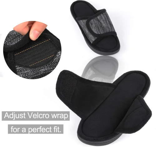 Vista 2 de RockDove - Pantuflas de espuma viscoelástica ajustables para hombre