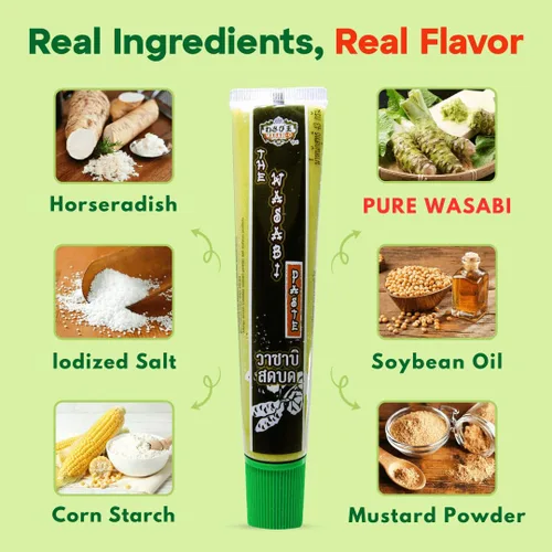 Vista 2 de Wasabi-O Real Wasabi Pasta – Auténtica raíz de wasabi fresca japonesa – calor suave – Tubo de compresión para sushi, salsa, mayonesa y mariscos – 3